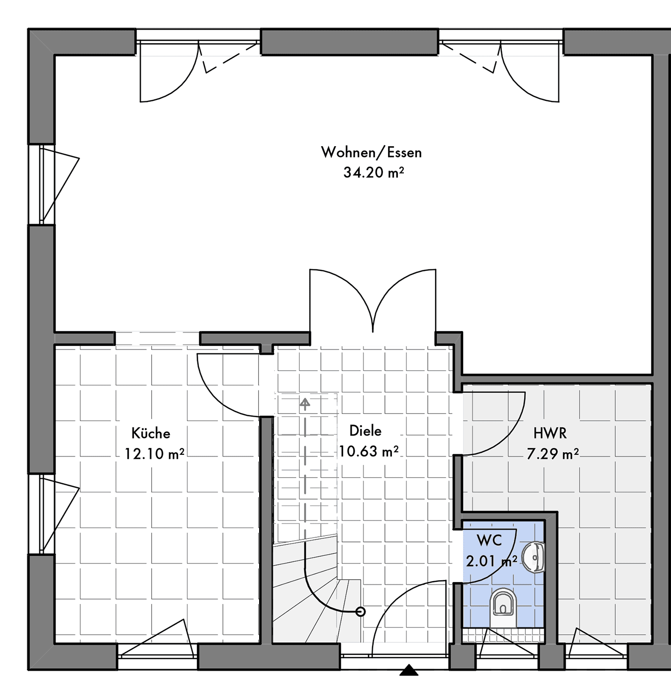 Grundriss Doppelhaus Großziethen EG links