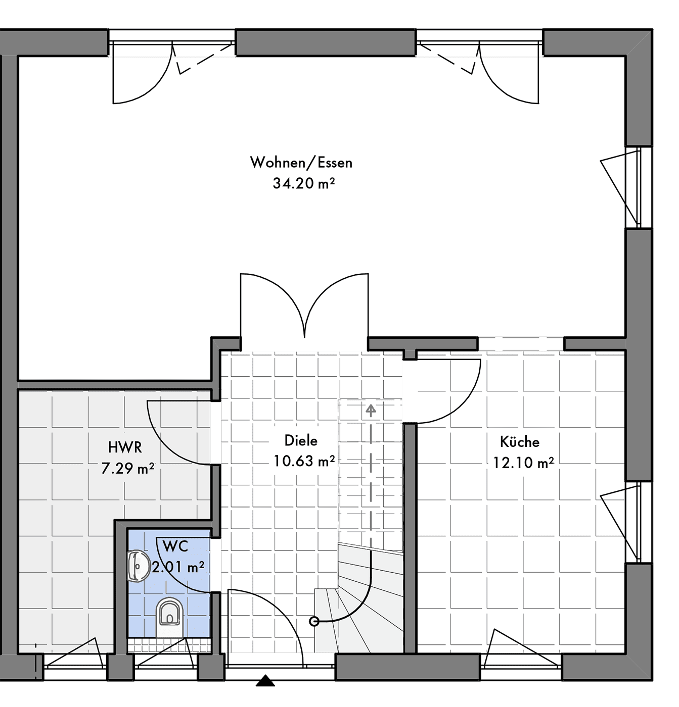 Grundriss Doppelhaus Großziethen EG rechts