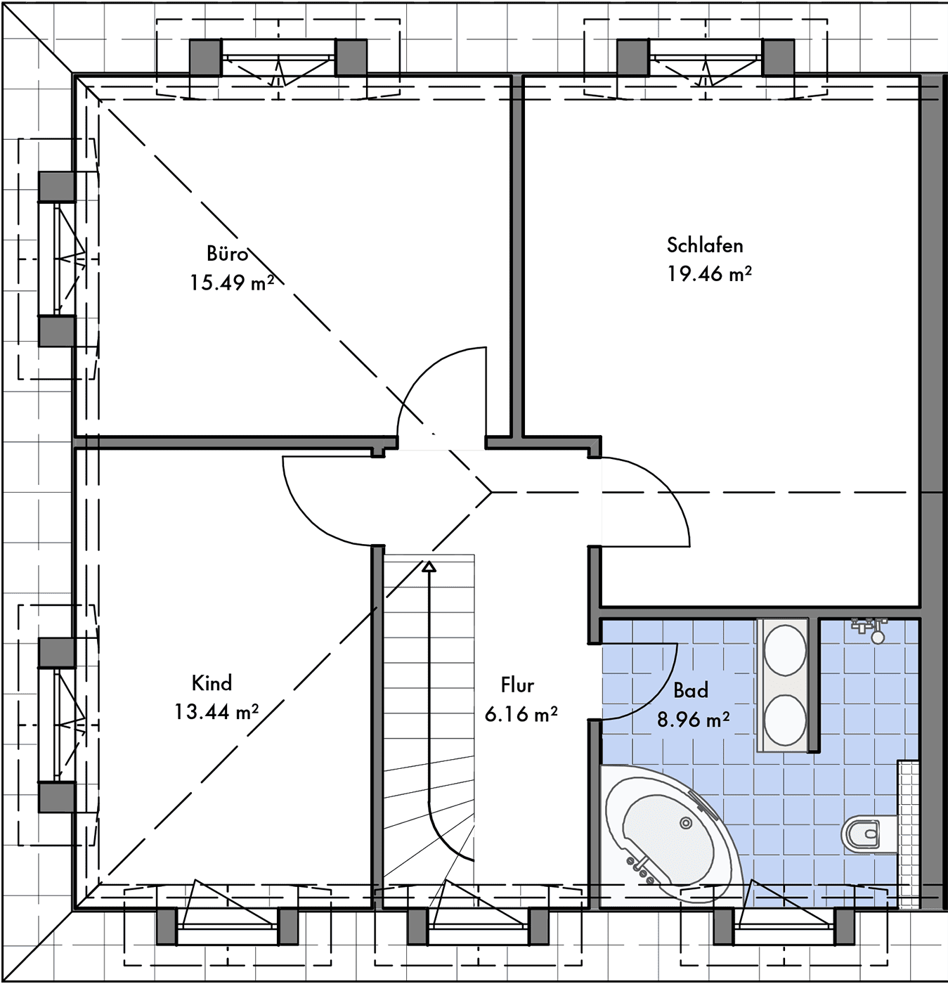 Grundriss Doppelhaus Großziethen OG links