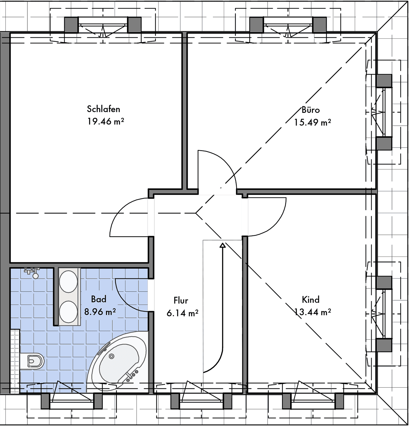 Grundriss Doppelhaus Großziethen OG rechts